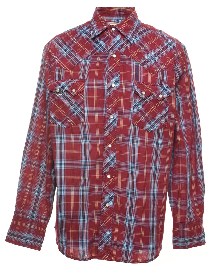 Wrangler Checked Light Blue & Maroon Shirt - L