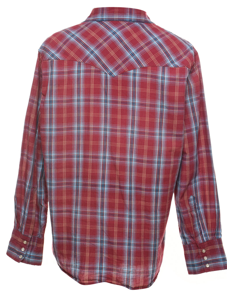 Wrangler Checked Light Blue & Maroon Shirt - L