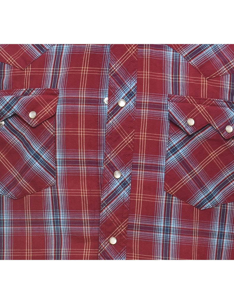 Wrangler Checked Light Blue & Maroon Shirt - L