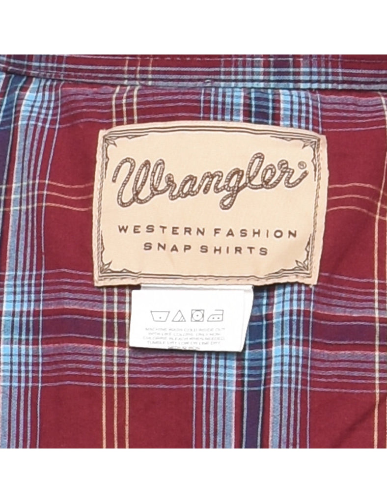 Wrangler Checked Light Blue & Maroon Shirt - L