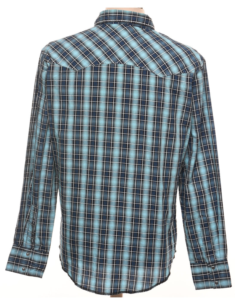 Wrangler Navy & Light Blue Checked Shirt - L