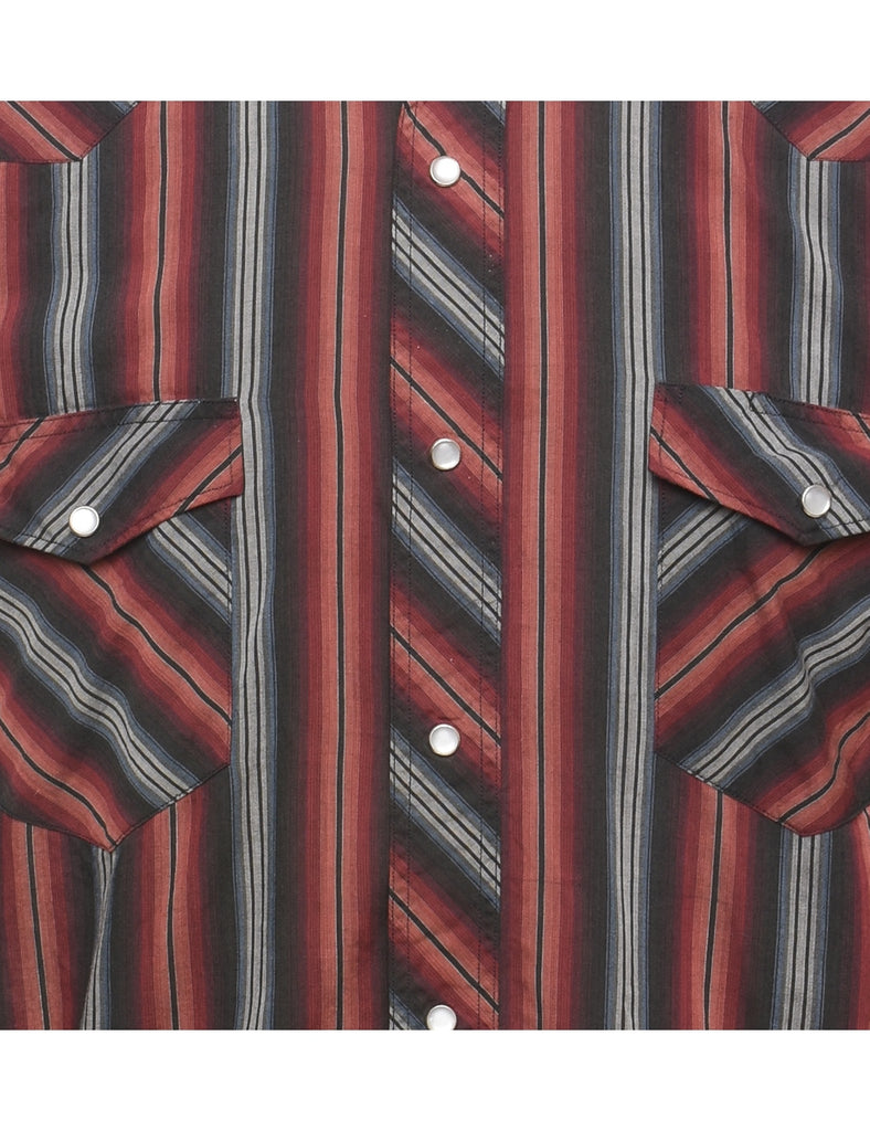 Wrangler Striped Grey & Maroon Western Shirt - L