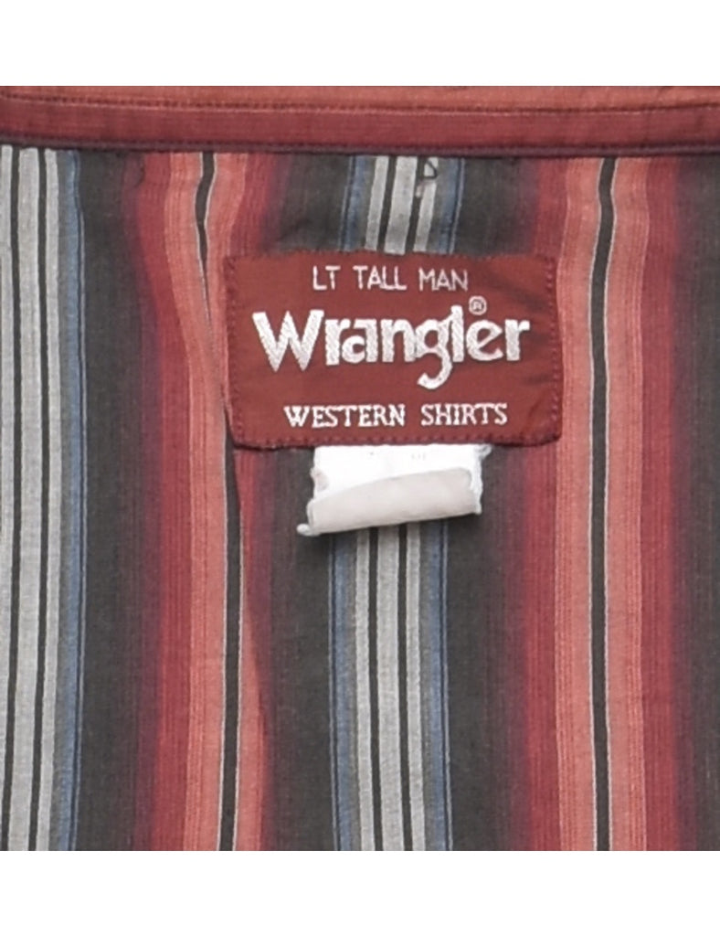 Wrangler Striped Grey & Maroon Western Shirt - L