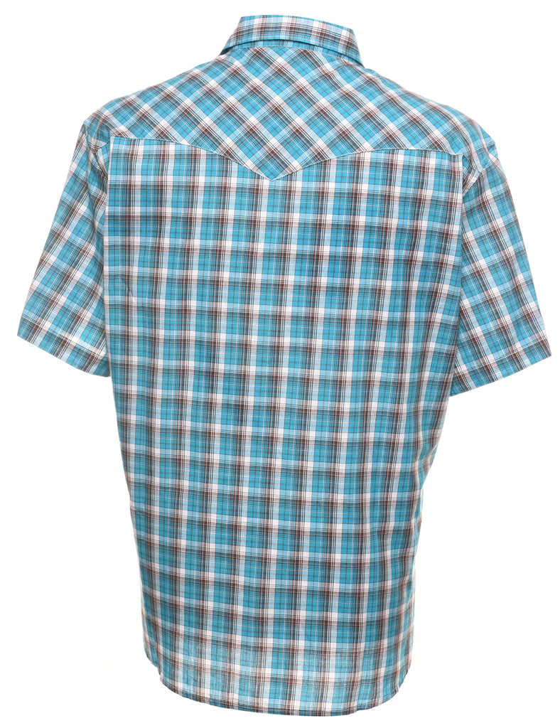Wrangler Turquoise & Light Brown Checked Western Shirt - XL