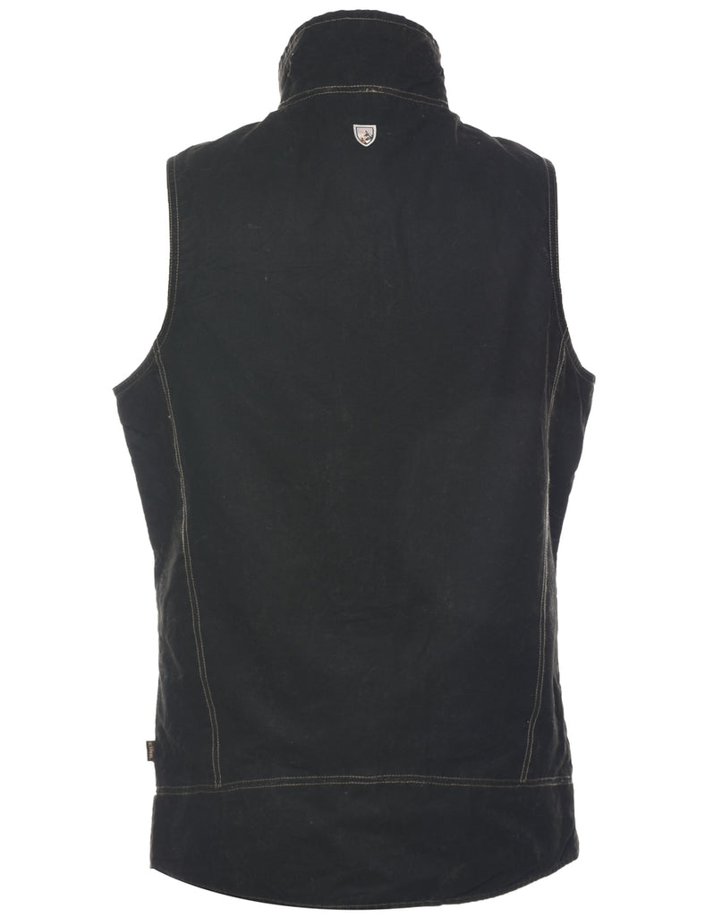 Zip Front Black Waistcoat - S