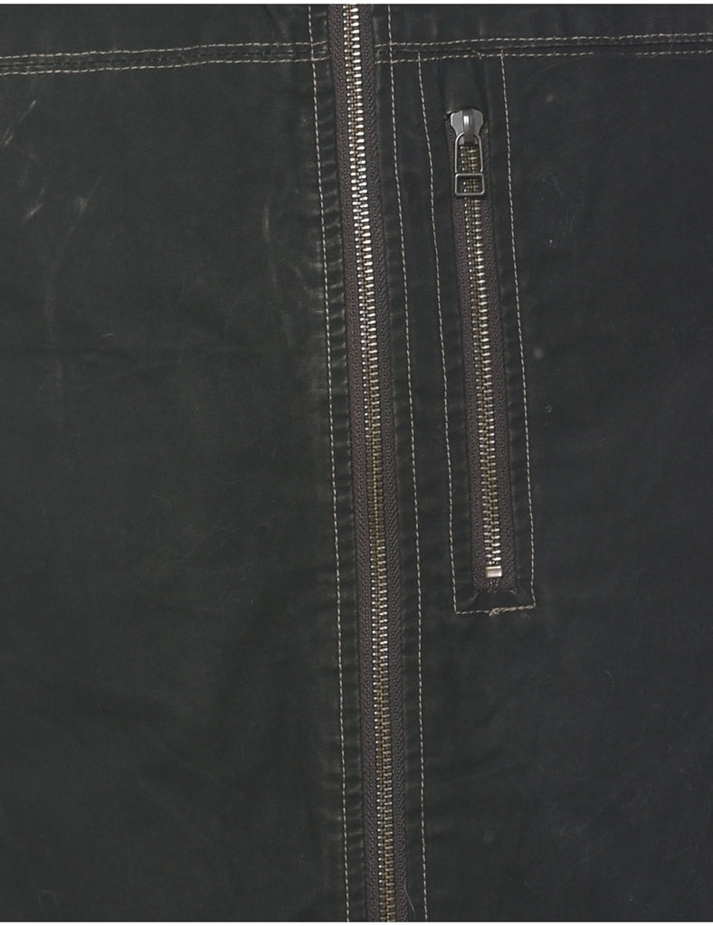 Zip Front Black Waistcoat - S