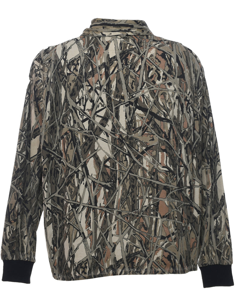 Zip-Front Camouflage Print Jacket - L