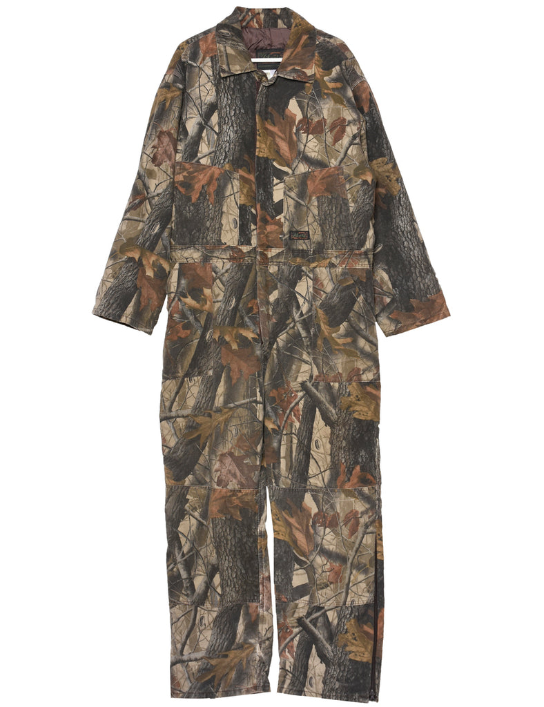 Zip Front Camouflage Ski Suit - XL