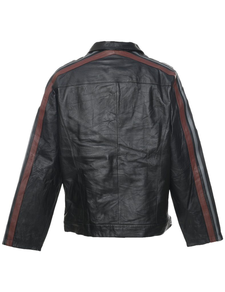 Zip Front Leather Jacket - L