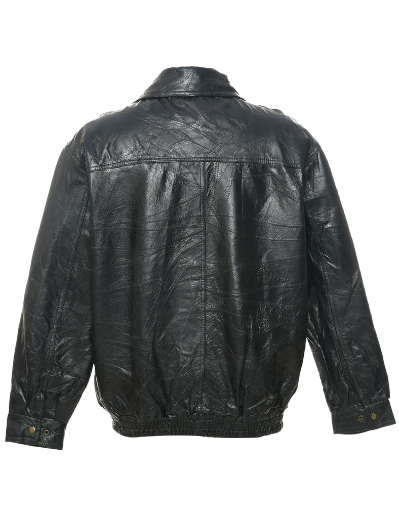 Zip Front Leather Jacket - L