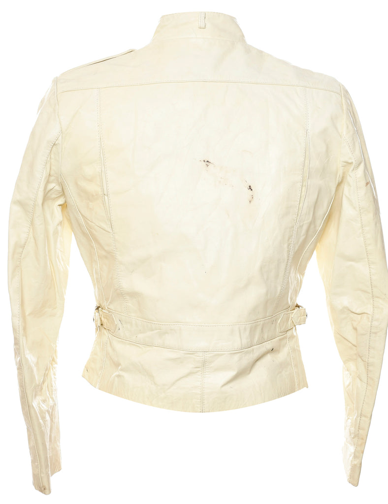 Zip Front Leather Jacket - M