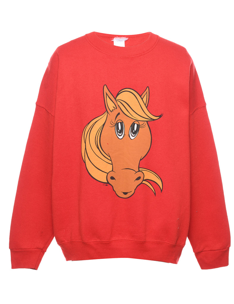 1990s Horse Design Sweatshirt - XL