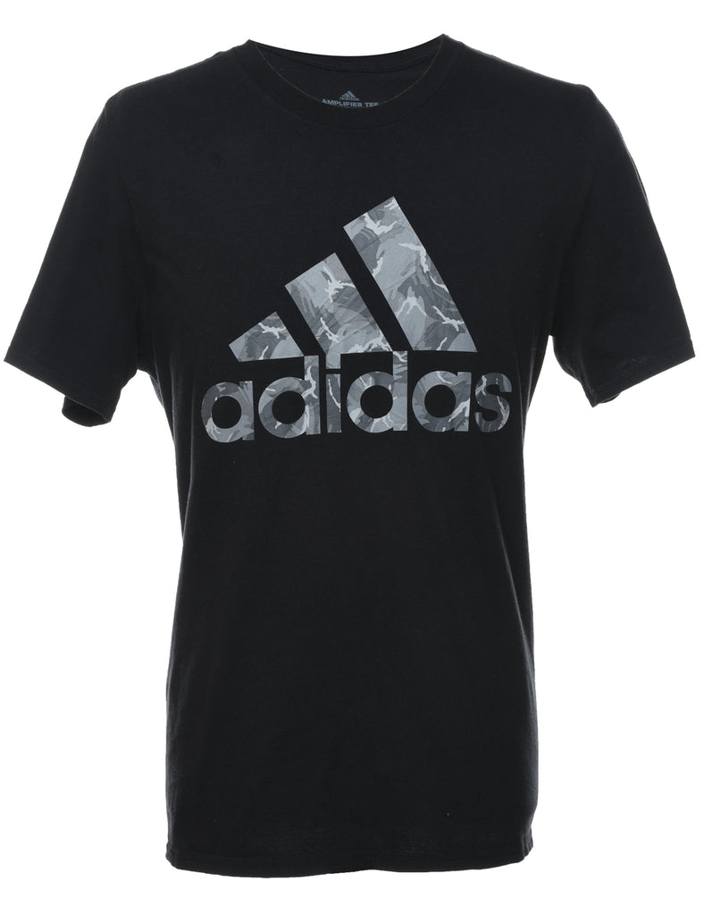 Adidas Black & Grey Printed T-shirt - XL