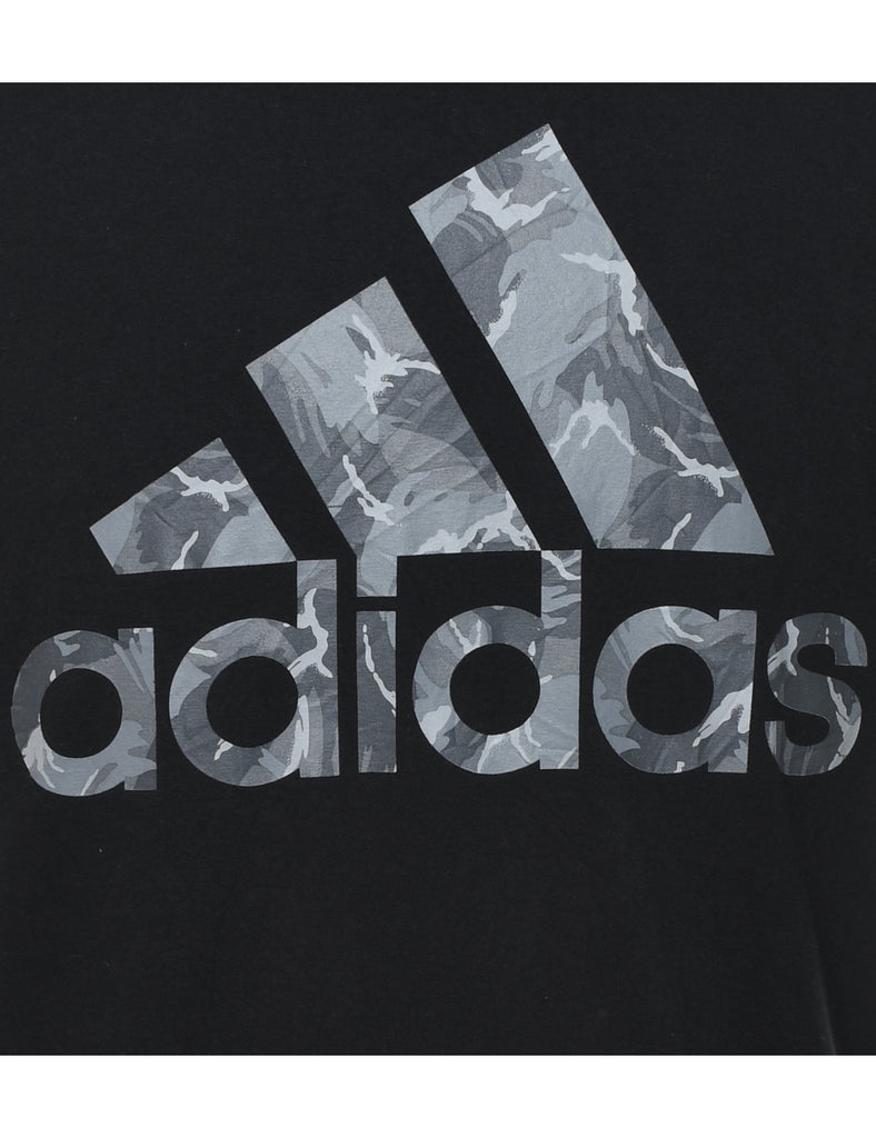 Adidas Black & Grey Printed T-shirt - XL