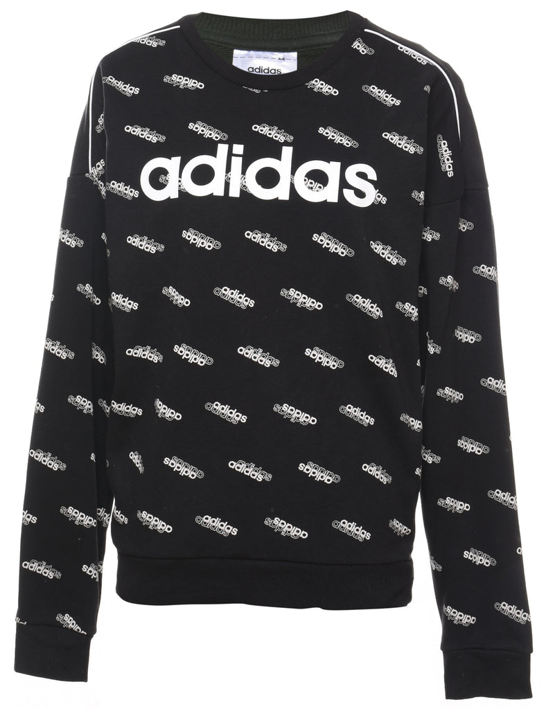 Adidas Black, Grey & White Printed Sweatshirt - S