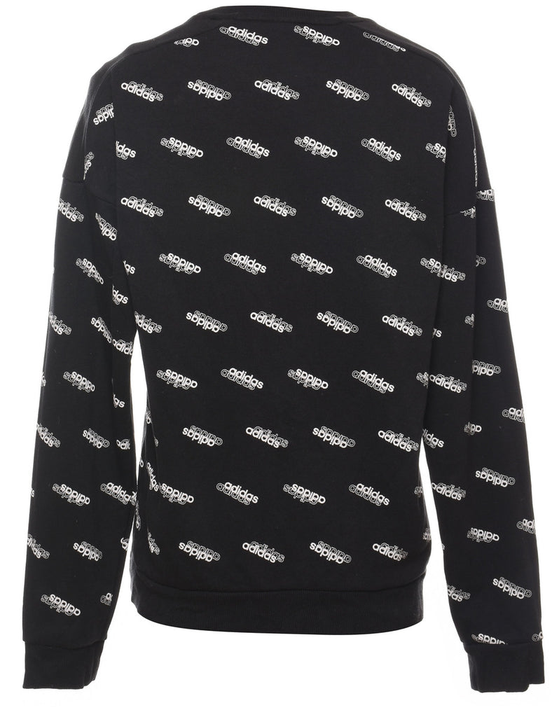 Adidas Black, Grey & White Printed Sweatshirt - S