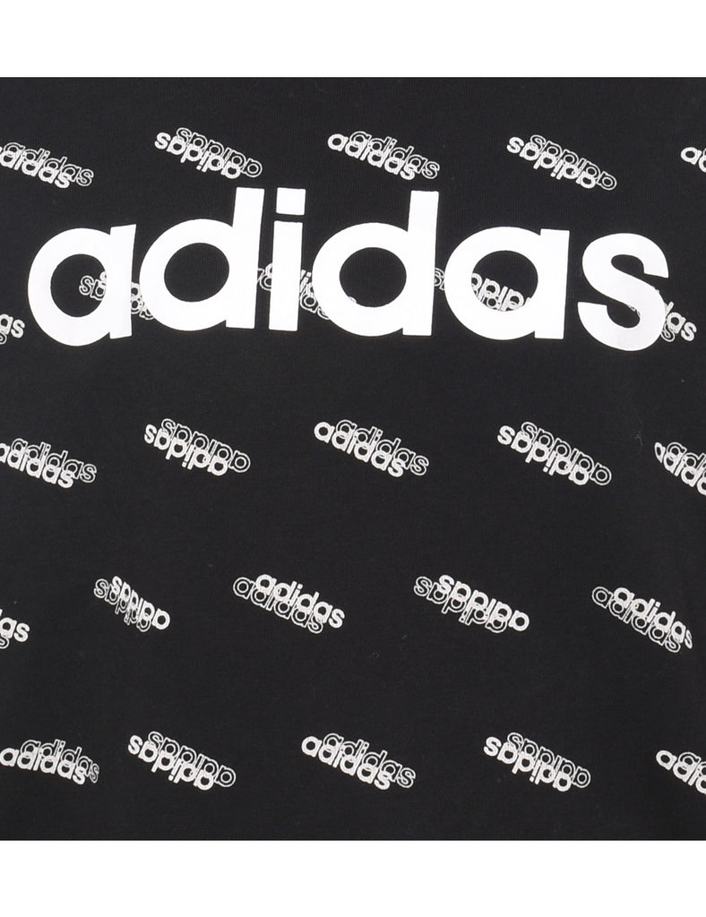 Adidas Black, Grey & White Printed Sweatshirt - S