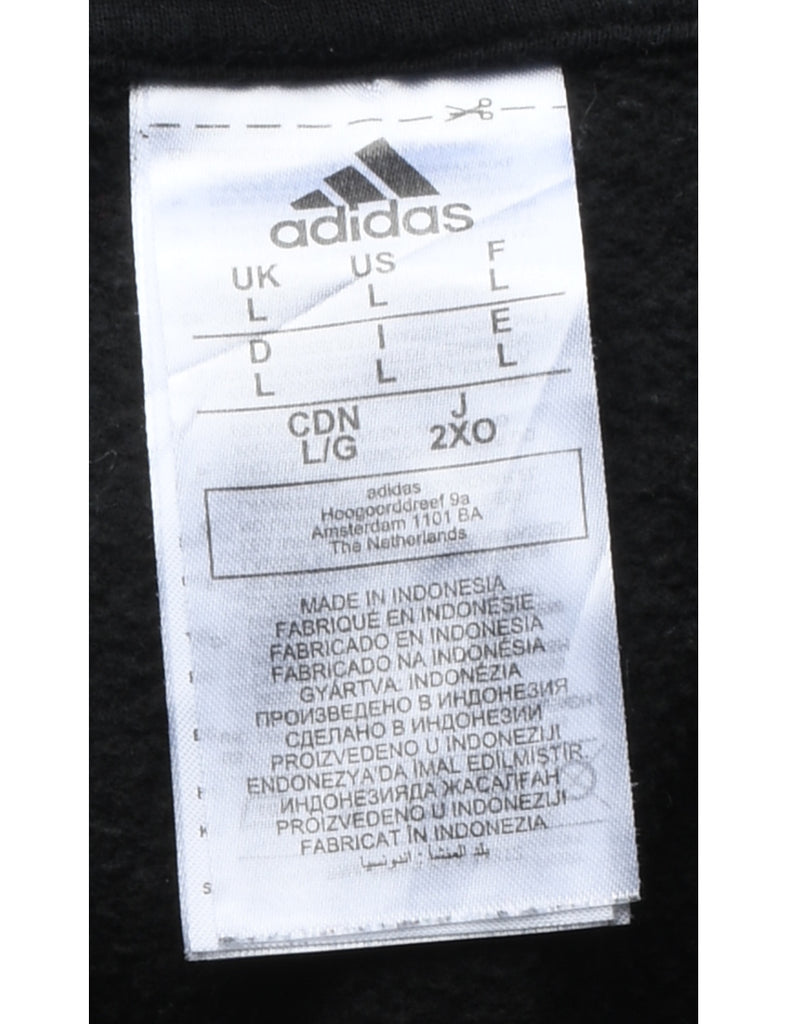 Adidas Black & Marl Grey Contrast Hoodie - L