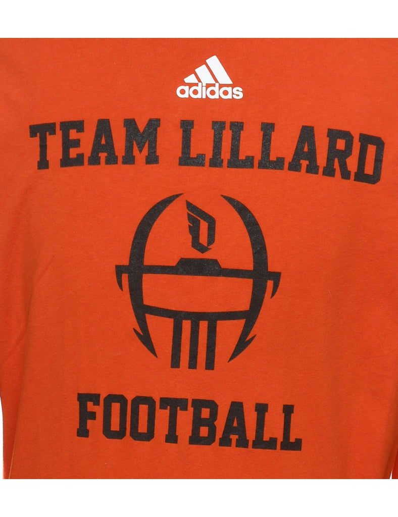 Adidas Black & Orange Long Sleeve Football Sports T-shirt - XL