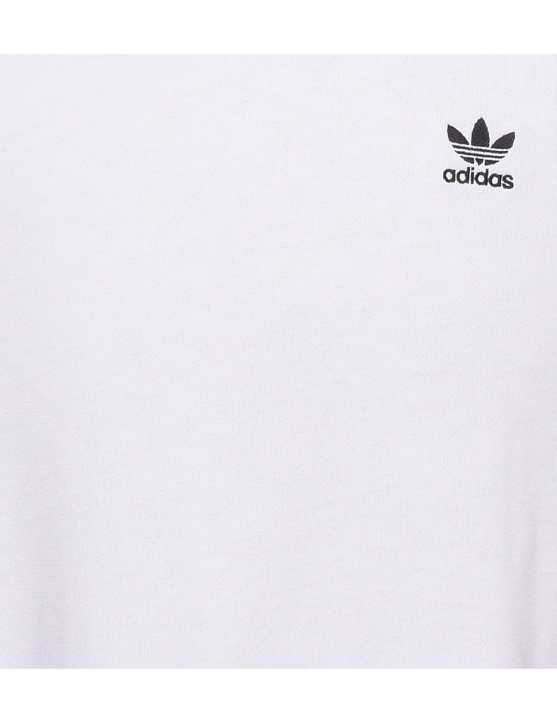 Adidas Black & White Embroidered Plain Sweatshirt - M