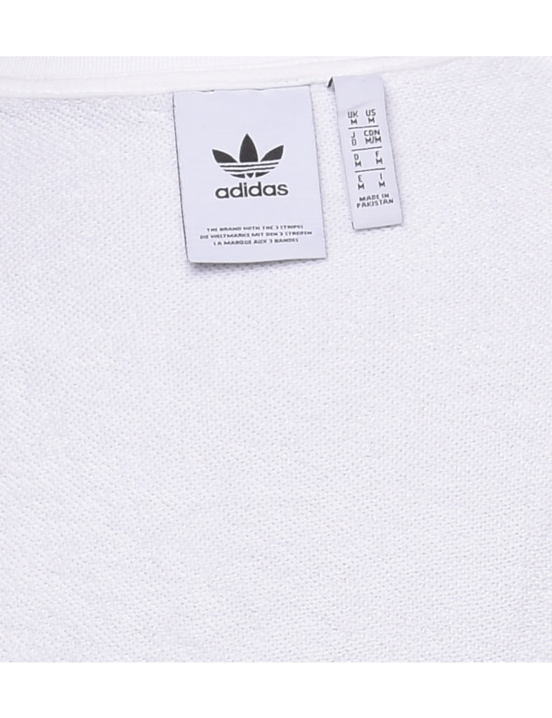 Adidas Black & White Embroidered Plain Sweatshirt - M