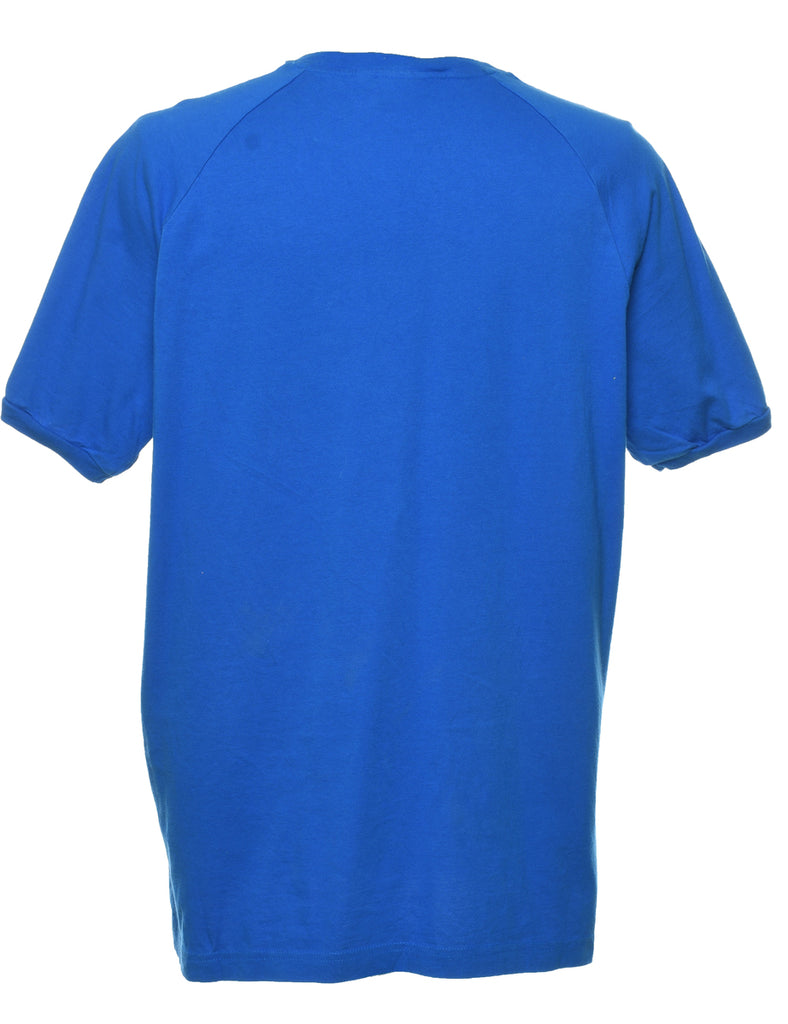 Adidas Blue & White Contrast Plain T-shirt - XL