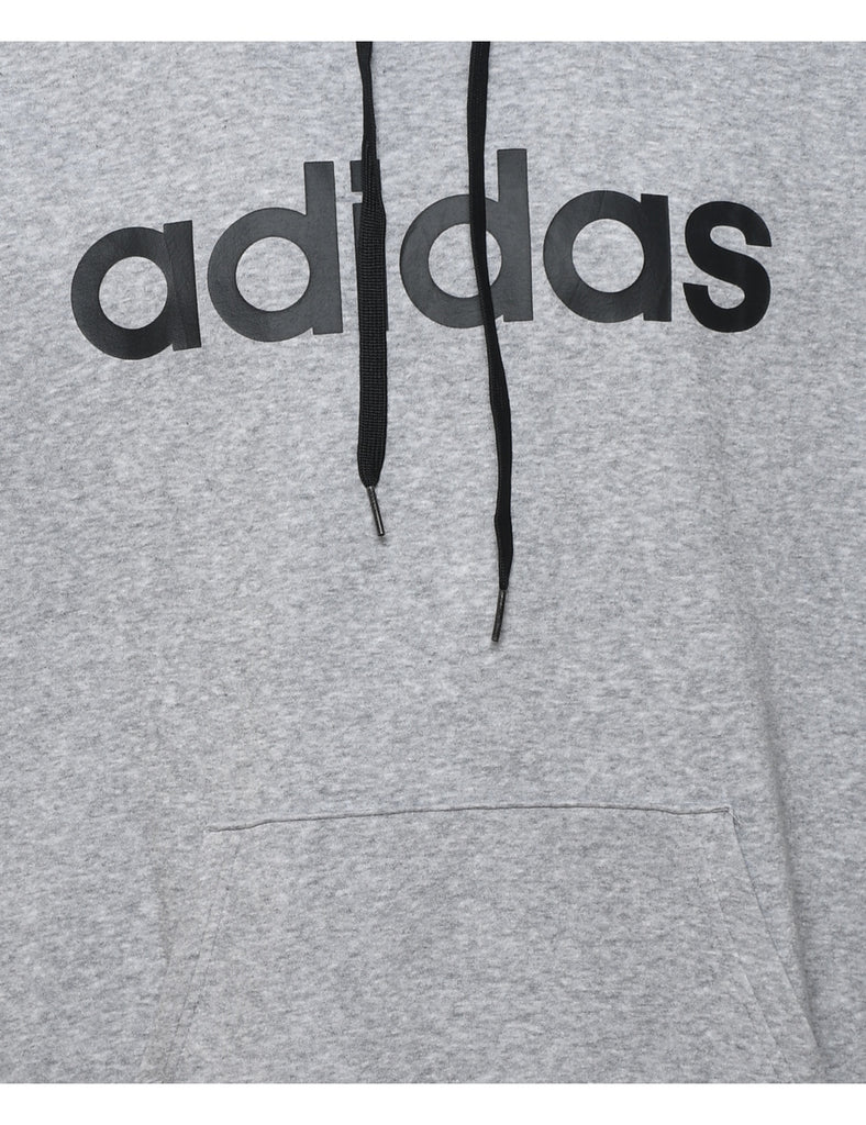 Adidas Grey & Black Contrast Hoodie - L