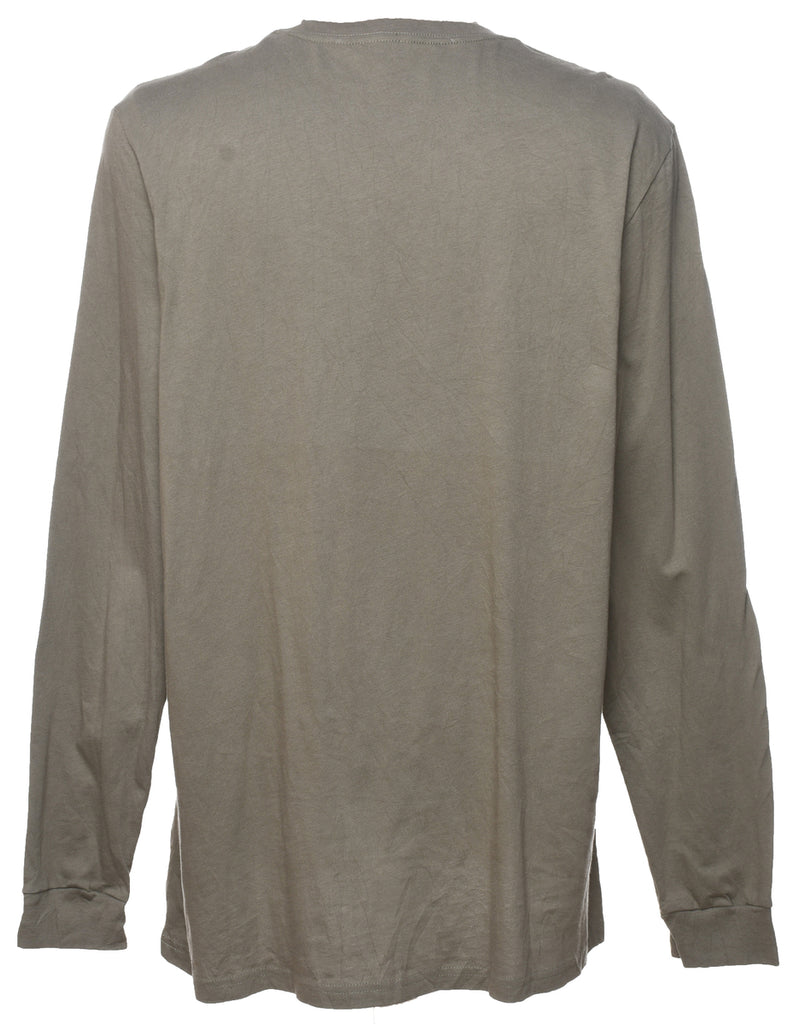 Adidas Grey & Black Long-Sleeve Printed T-shirt - XL