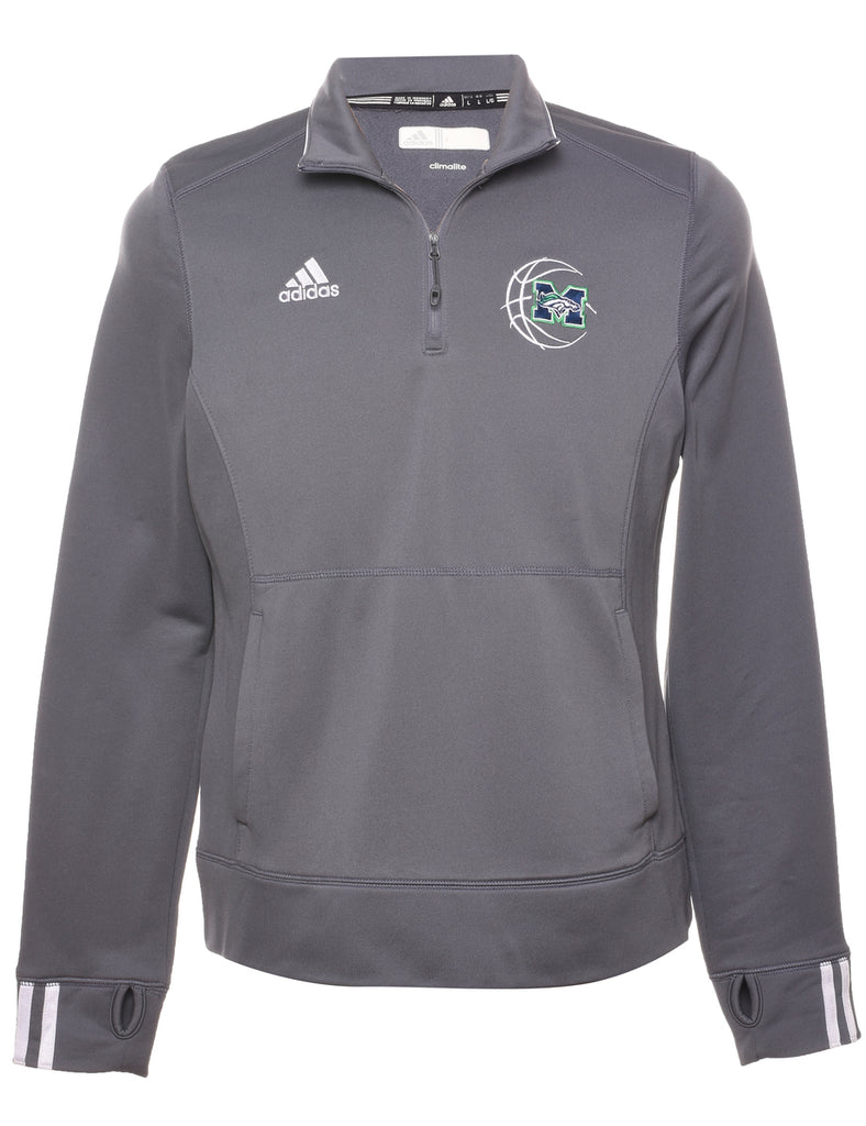 Adidas Grey & White Embroidered Sweatshirt - L