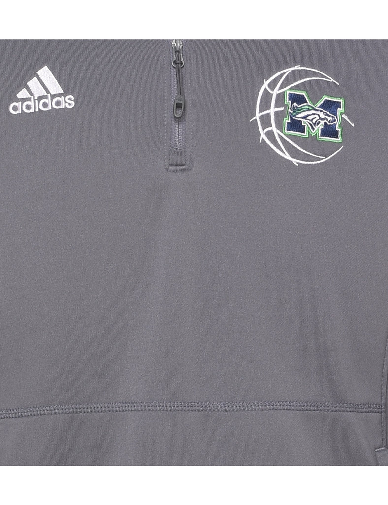 Adidas Grey & White Embroidered Sweatshirt - L