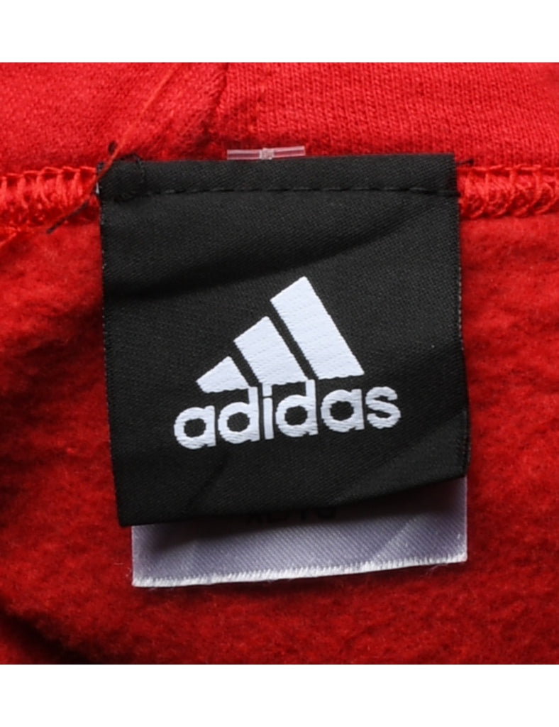 Adidas Hooded Black & Red Sports Sweatshirt - XL