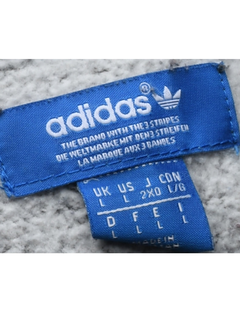 Adidas Hooded Grey & White Track Top - L