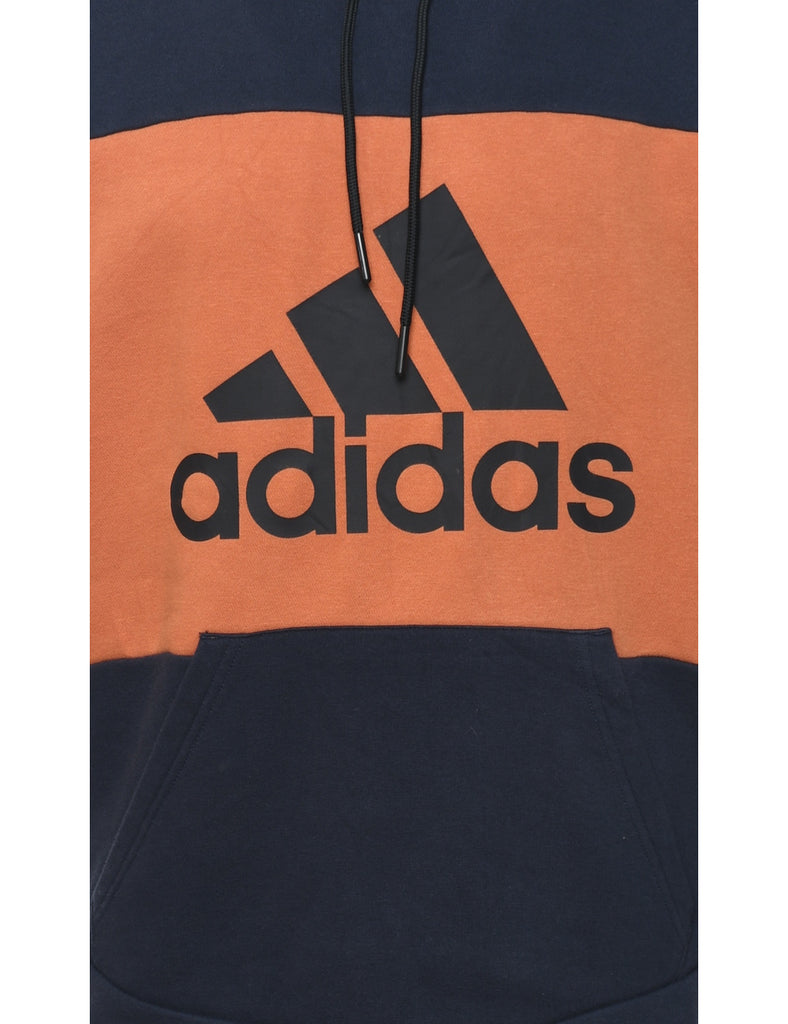 Adidas Navy & Orange Contrast Hoodie - S