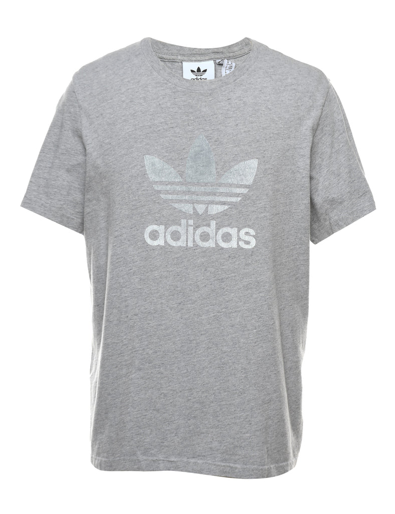 Adidas Printed Grey & White T-shirt - M