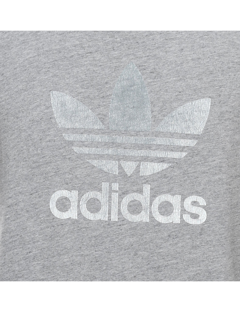 Adidas Printed Grey & White T-shirt - M