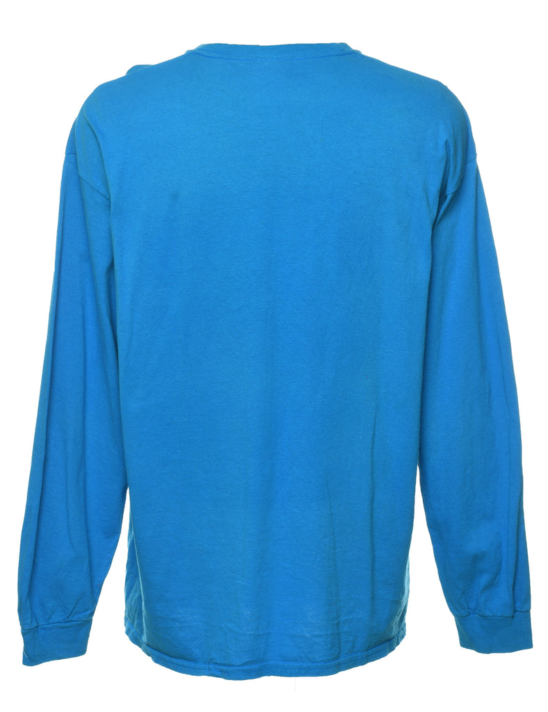 Aqua Blue Printed Sports T-shirt - XL
