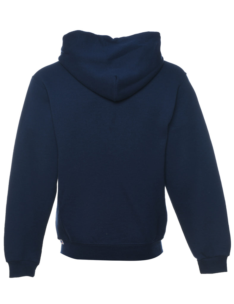 Baseball Navy Embroidered Hooded Sweatshirt - S