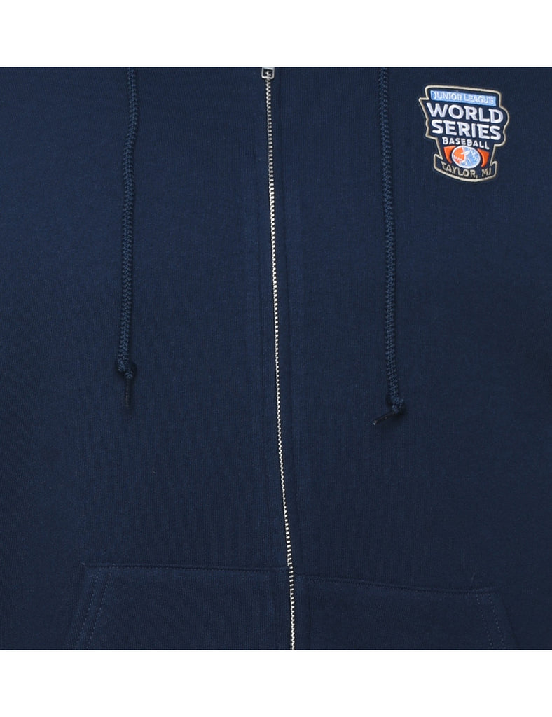 Baseball Navy Embroidered Hooded Sweatshirt - S