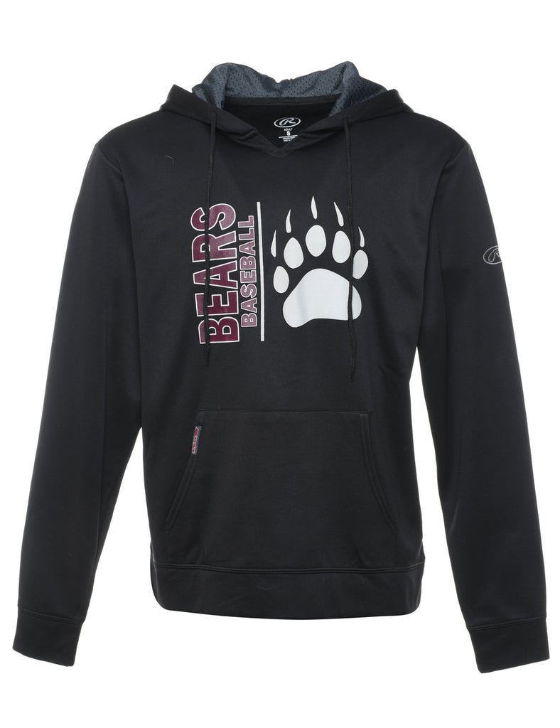 Bears Baseball Hooded Black Printed Sports Sweatshirt - S