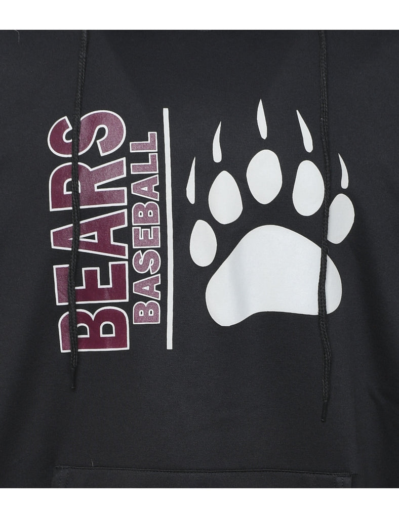 Bears Baseball Hooded Black Printed Sports Sweatshirt - S