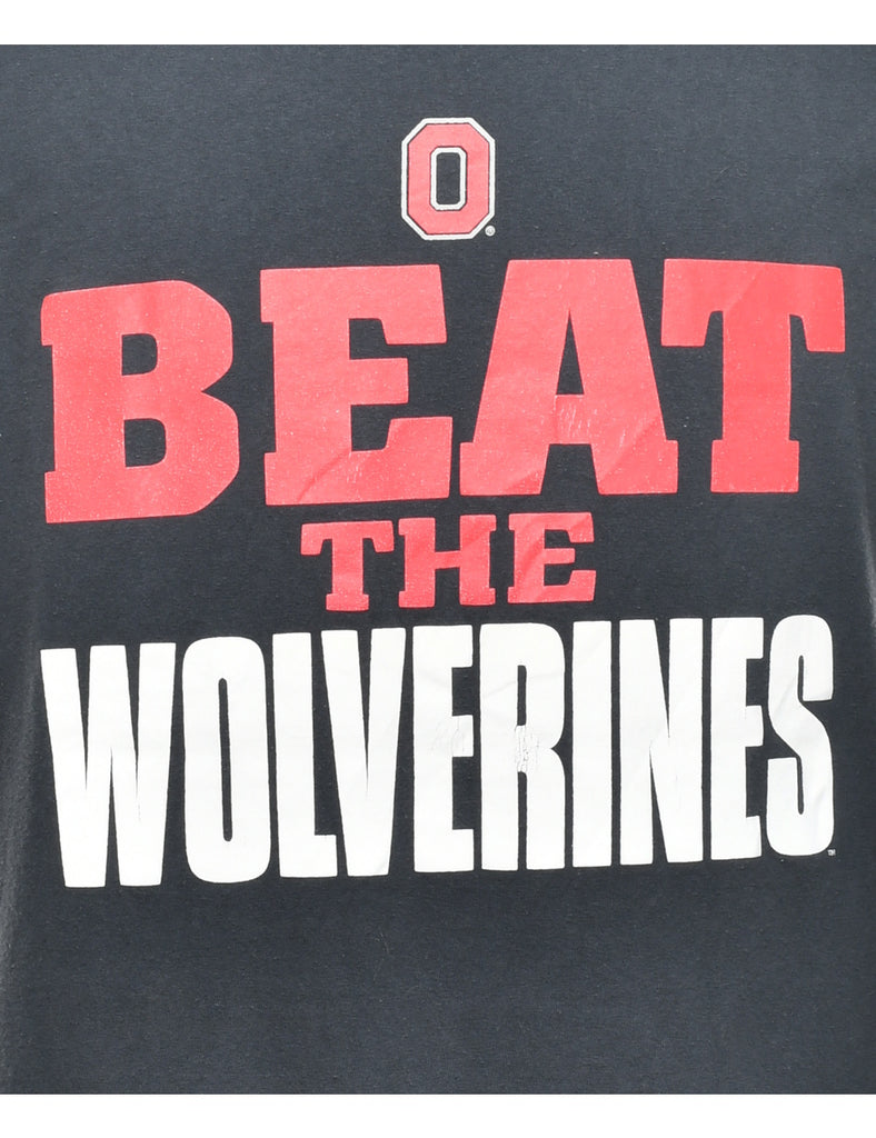 Beat The Wolverines Printed T-shirt - M