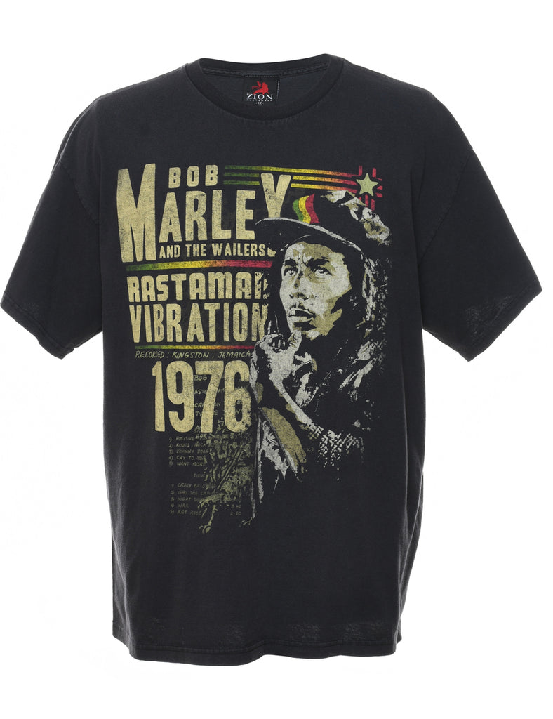 Black Bob Marley Printed T-shirt - XL
