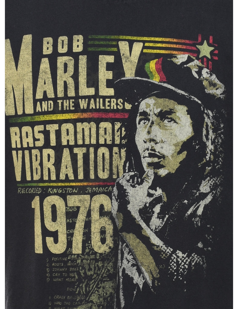 Black Bob Marley Printed T-shirt - XL