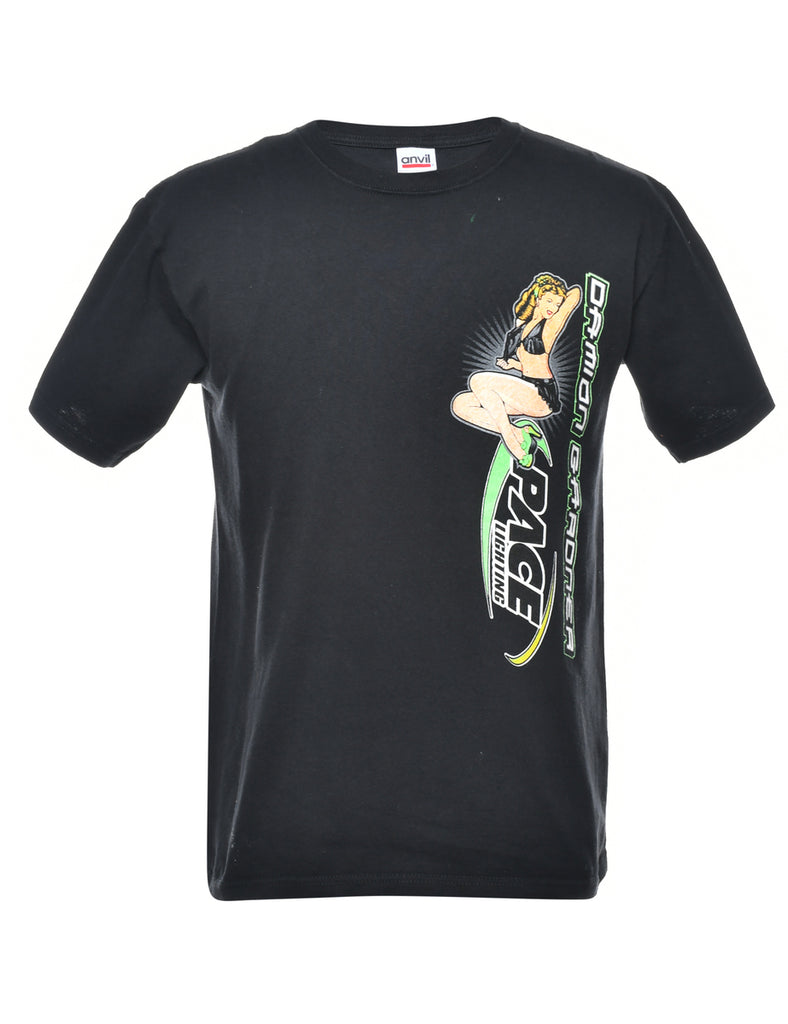 Black Car Racing Printed T-shirt - M