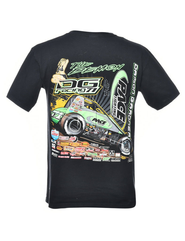 Black Car Racing Printed T-shirt - M