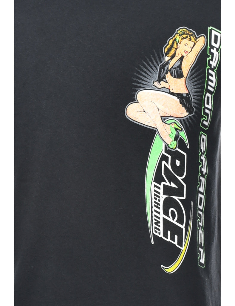 Black Car Racing Printed T-shirt - M