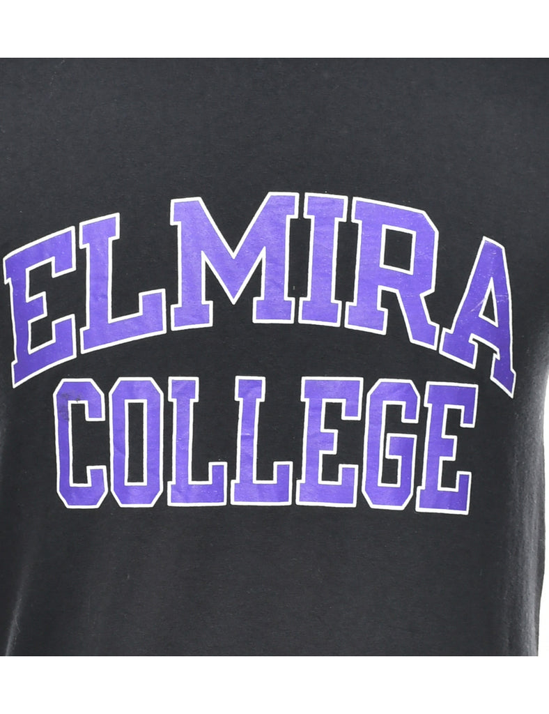 Black Elmira College Printed T-shirt - S
