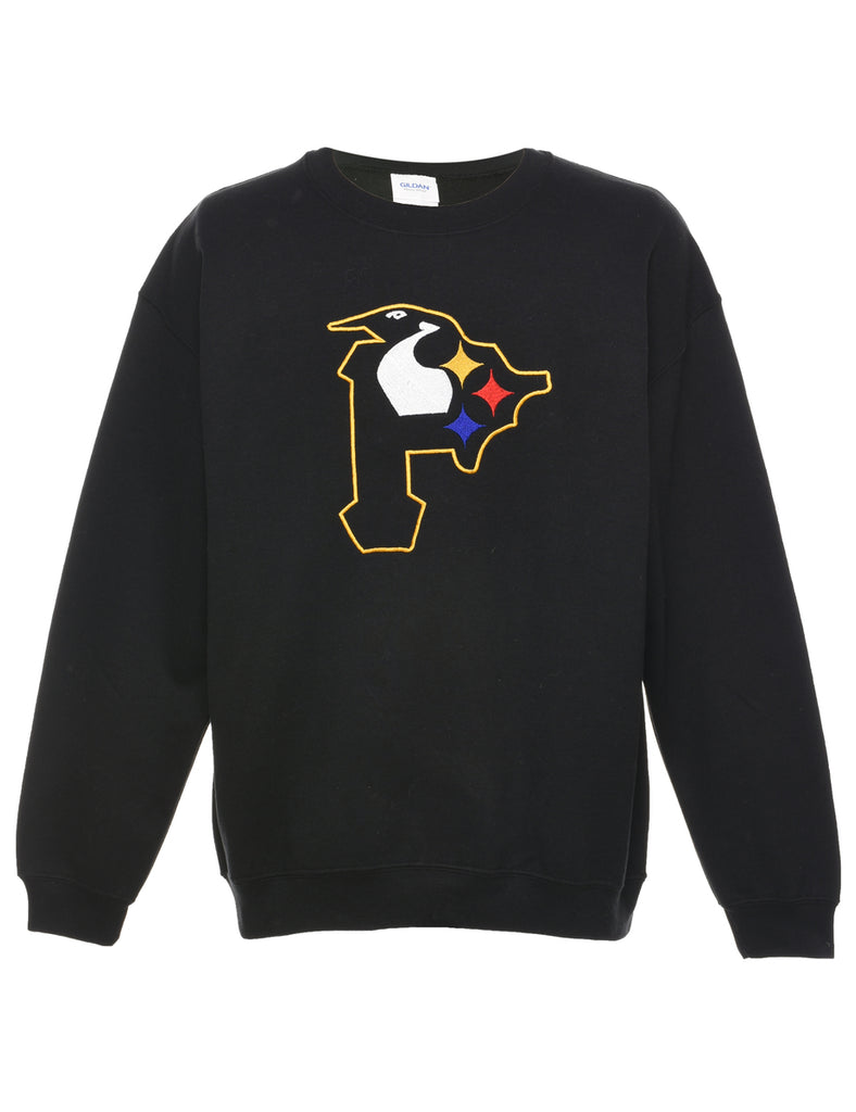 Black Embroidered Sweatshirt - L