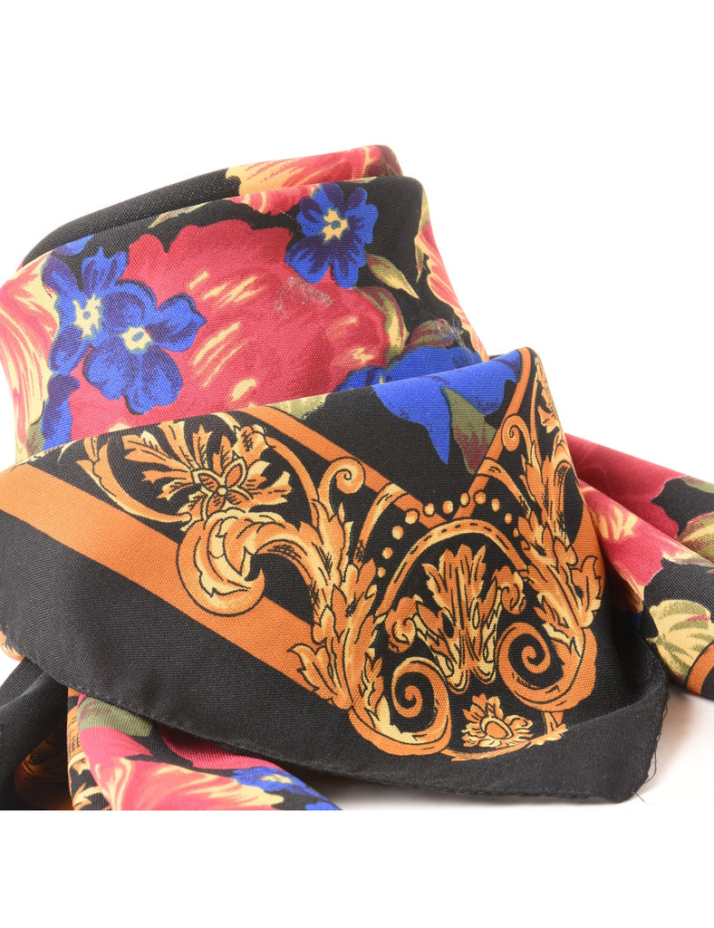 Black Floral Scarf - M