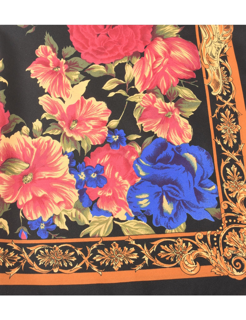 Black Floral Scarf - M